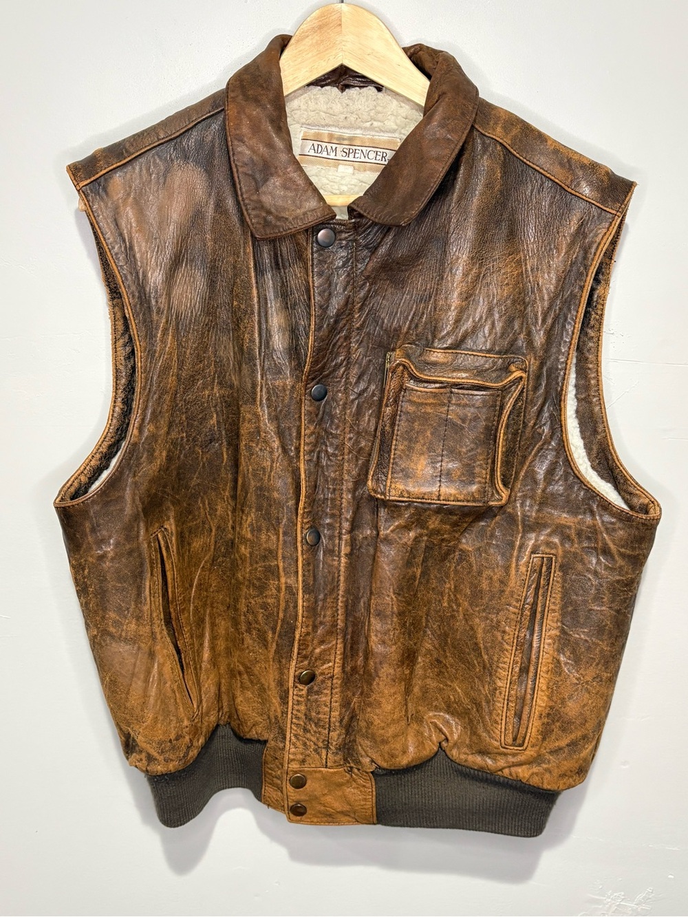 VTG Adam Spencer distressed leather ranch/workwear vest - Men’s Large